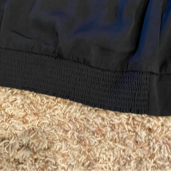 Black Cold Shoulder Blouse with Gold Chain Straps & cinched Tied Sleeves - Picture 7 of 7